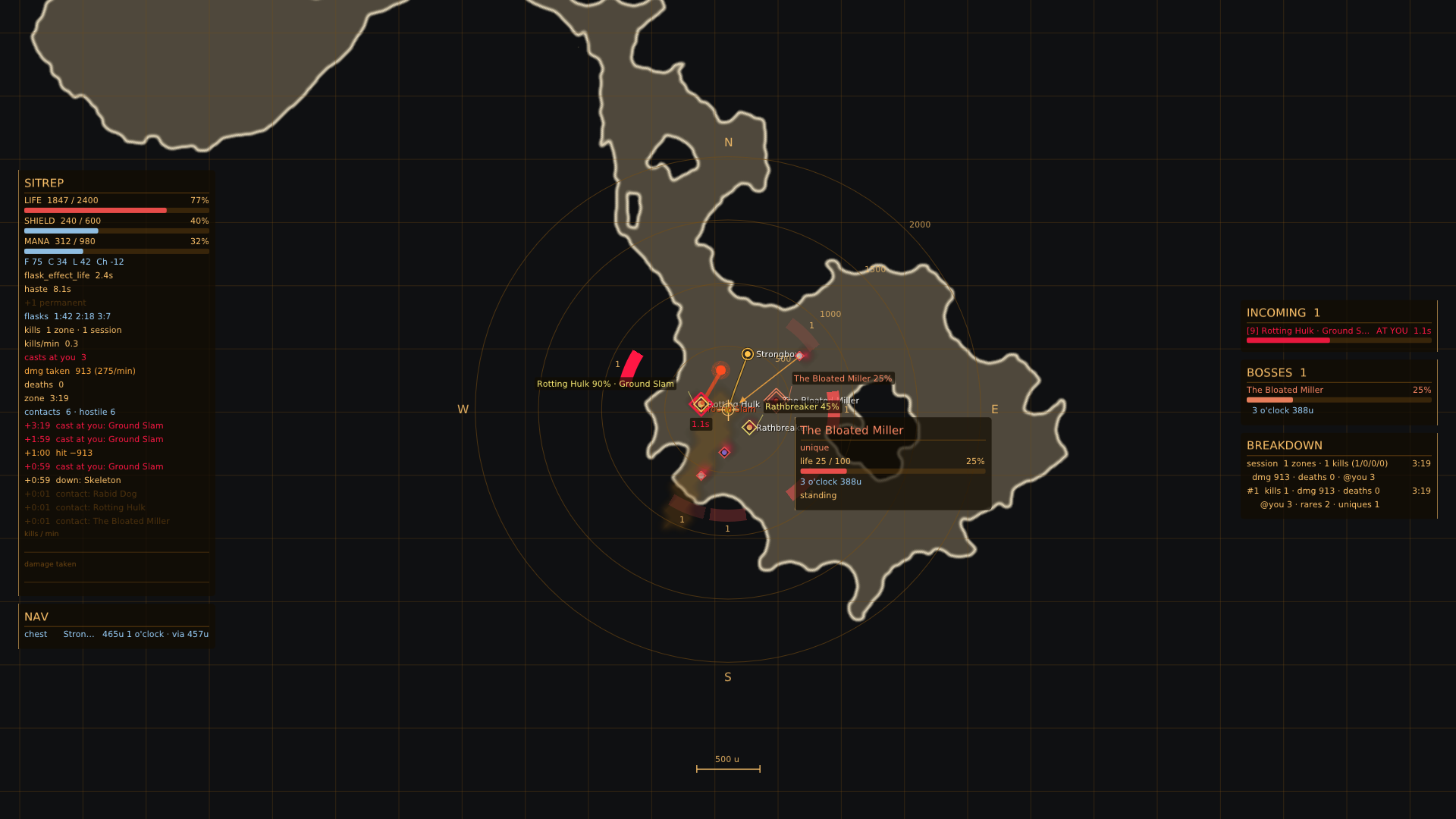 Screenshot of war room overlay working in Path of Exile 2